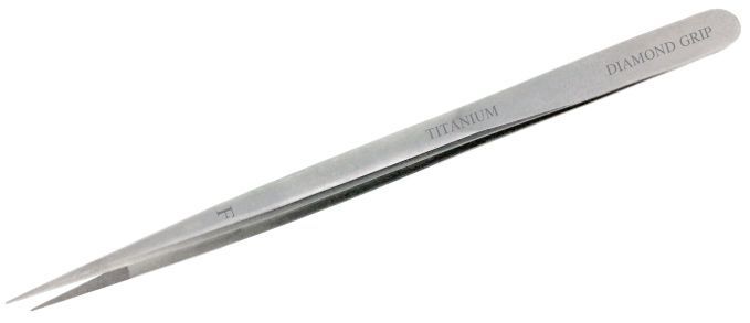 Пинцет титановый F, с алмазным напылением на губках, длина 165 мм, шт